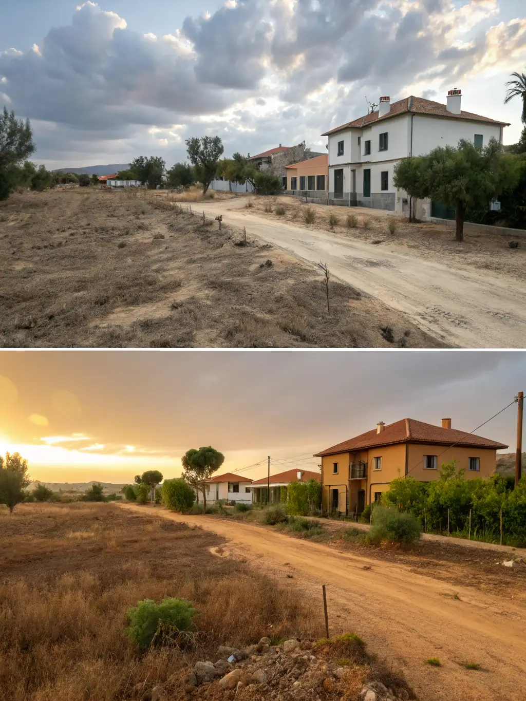 An image depicting a successful land conversion project with before and after visuals, showcasing the transformation of a landlocked property into a valuable asset, representing Landlockedpro's Property Conversion Strategies service.