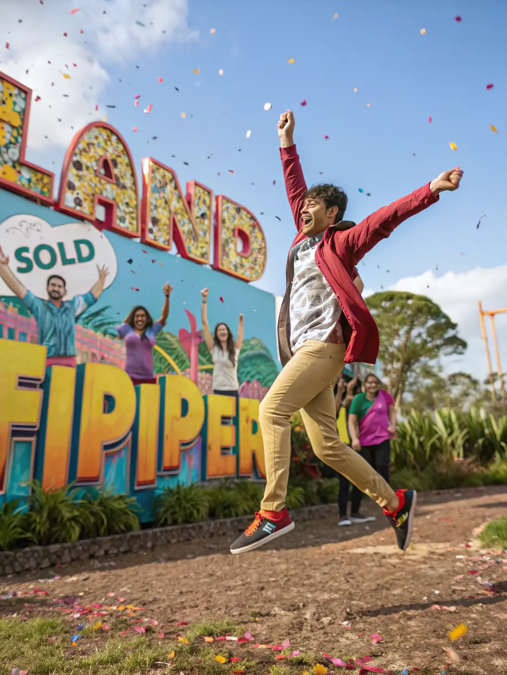 An image of a land flipper celebrating a successful land sale, emphasizing the profitability and potential returns achievable through Landlockedpro's services, representing the positive outcomes for land flippers.